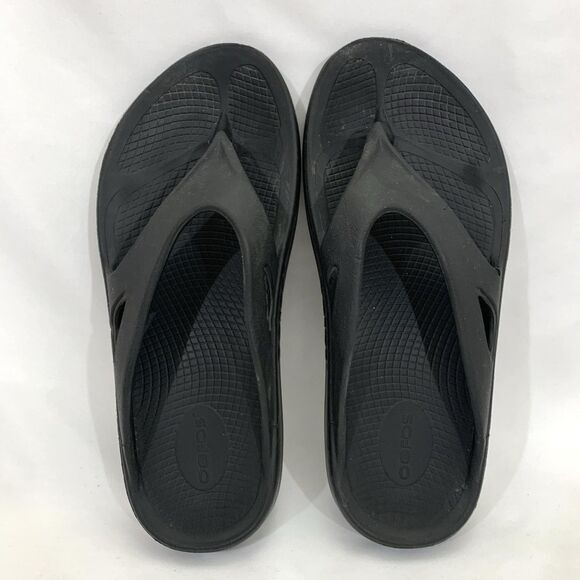 OOfos OOriginal Unisex Mens 9 Womens 11 Black Recovery Slides Flip Flop Sandals - Picture 1 of 11